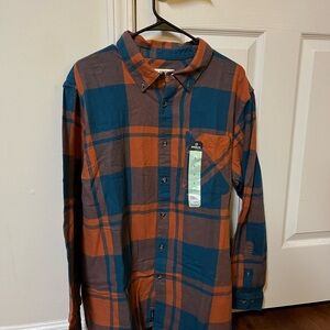 Magellan Men's Casual Plaid Shirt - Blue and Orange